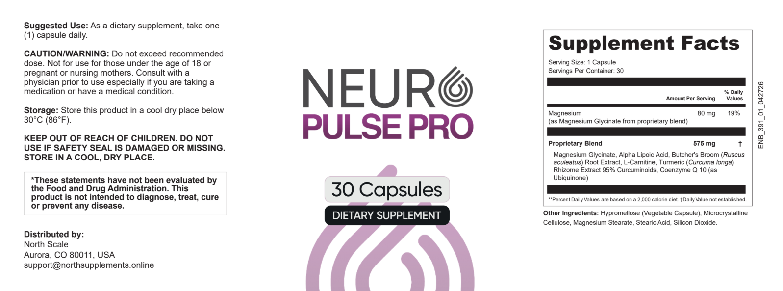 Neuro Pulse Pro supplement label